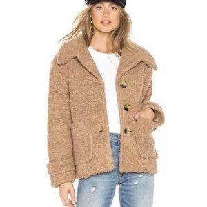 Free People Teddy Brown Cozy Peacoat